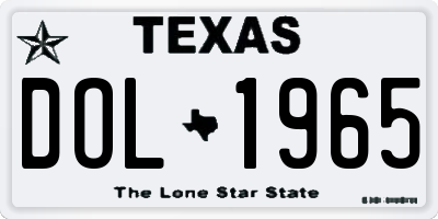 TX license plate DOL1965