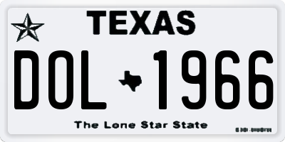 TX license plate DOL1966