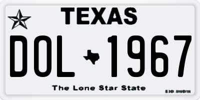 TX license plate DOL1967