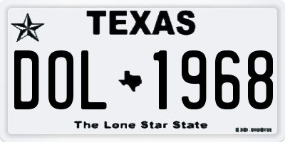TX license plate DOL1968