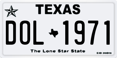 TX license plate DOL1971