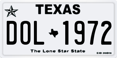 TX license plate DOL1972