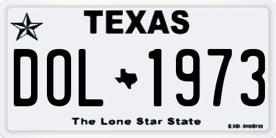 TX license plate DOL1973