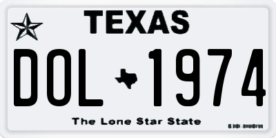 TX license plate DOL1974