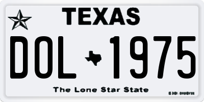 TX license plate DOL1975