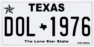 TX license plate DOL1976