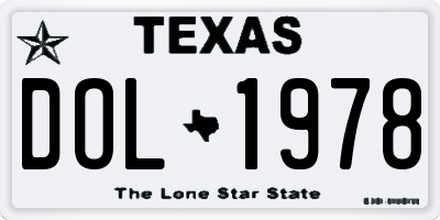 TX license plate DOL1978