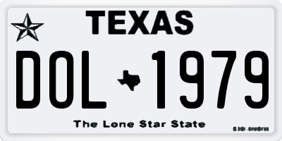 TX license plate DOL1979