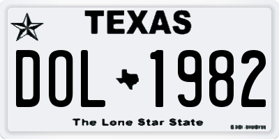 TX license plate DOL1982