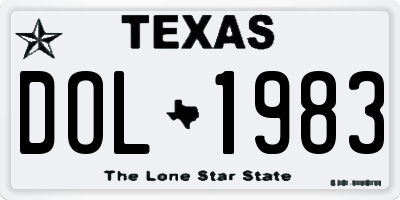 TX license plate DOL1983