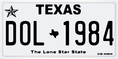 TX license plate DOL1984