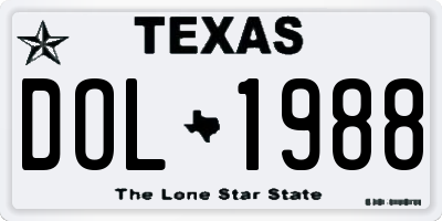 TX license plate DOL1988