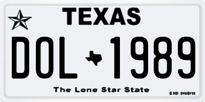 TX license plate DOL1989
