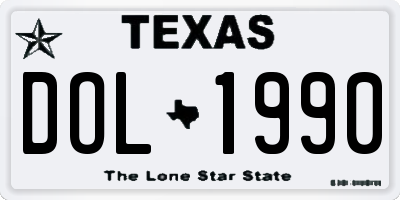 TX license plate DOL1990