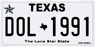 TX license plate DOL1991