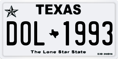 TX license plate DOL1993
