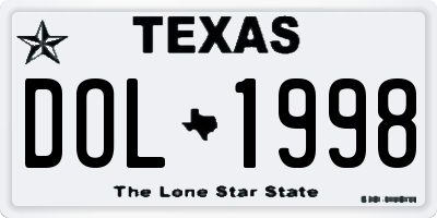 TX license plate DOL1998