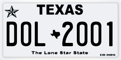 TX license plate DOL2001