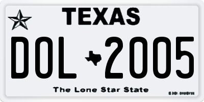 TX license plate DOL2005
