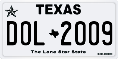 TX license plate DOL2009