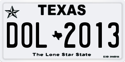 TX license plate DOL2013