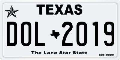 TX license plate DOL2019