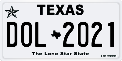 TX license plate DOL2021