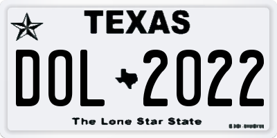 TX license plate DOL2022