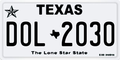 TX license plate DOL2030