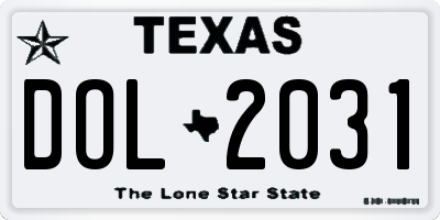 TX license plate DOL2031