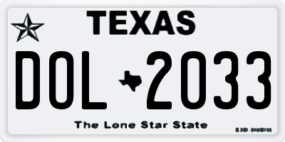 TX license plate DOL2033