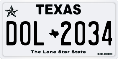 TX license plate DOL2034