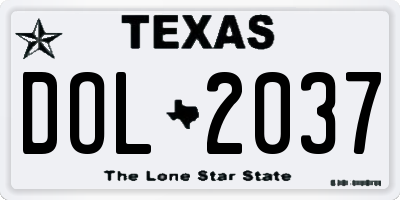 TX license plate DOL2037
