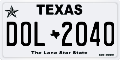 TX license plate DOL2040