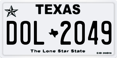 TX license plate DOL2049