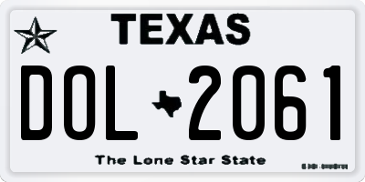 TX license plate DOL2061