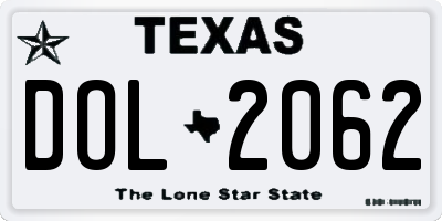 TX license plate DOL2062