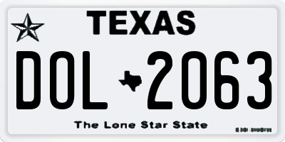 TX license plate DOL2063