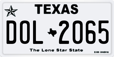 TX license plate DOL2065