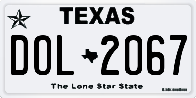 TX license plate DOL2067