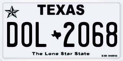 TX license plate DOL2068