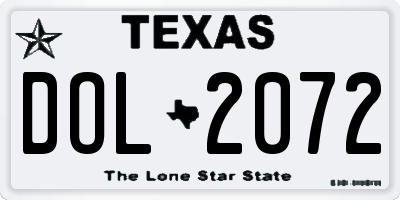 TX license plate DOL2072