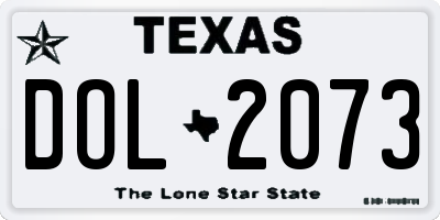 TX license plate DOL2073