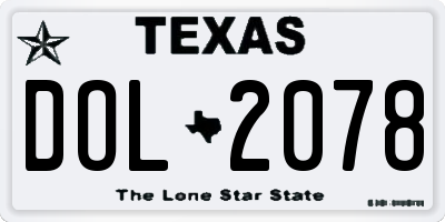 TX license plate DOL2078