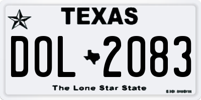 TX license plate DOL2083