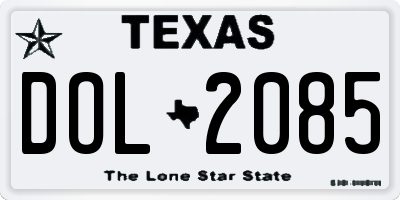 TX license plate DOL2085
