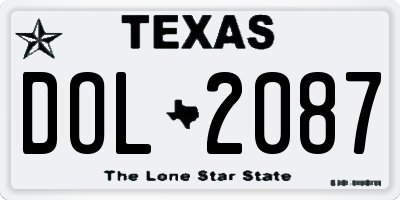 TX license plate DOL2087