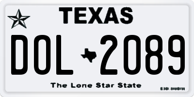 TX license plate DOL2089