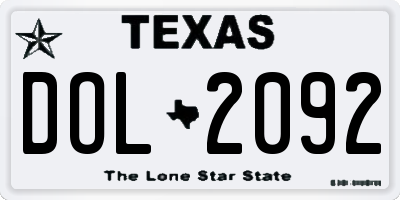 TX license plate DOL2092