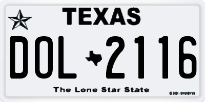 TX license plate DOL2116